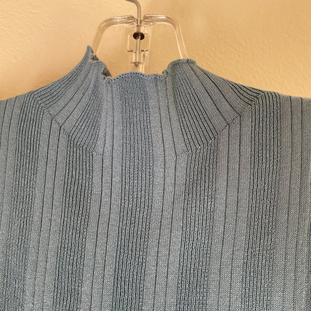 Blue Ribbed Mockneck Shirt - Picture 4 of 4